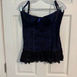 Chic Black and Blue Lace Bustier